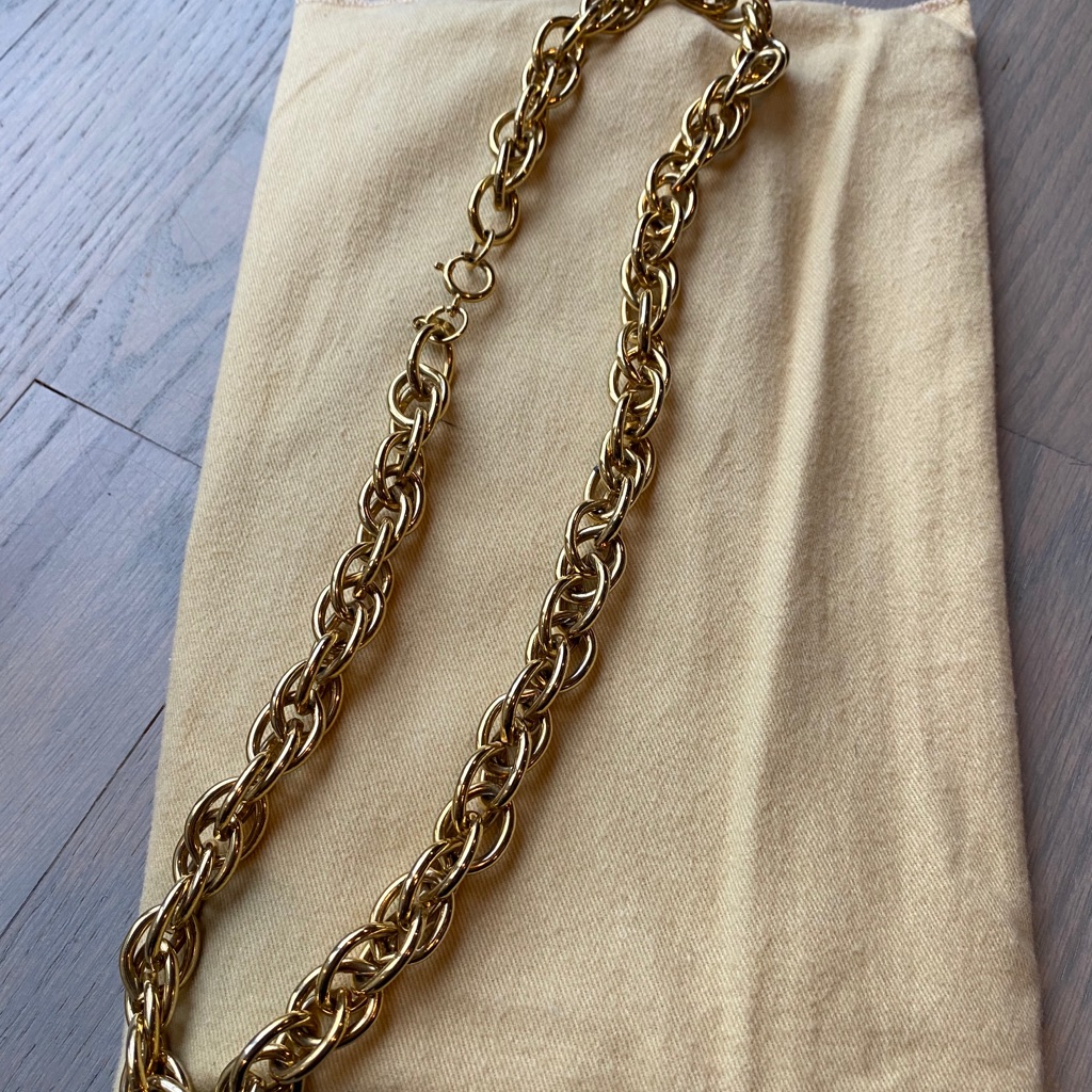Vintage Erwin Pearl Gold-Tone Link Chain Necklace 25$